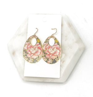 Floral Metal Oval Earrings