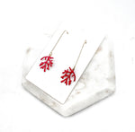 Red Coral Long Drop Earrings