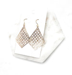 Gold Checkered Diamond Earrings