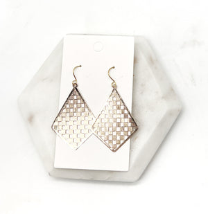 Gold Checkered Diamond Earrings