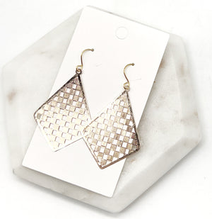 Gold Checkered Diamond Earrings