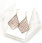 Gold Checkered Diamond Earrings