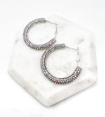 Silver Iridescent Glitter Hoop Earrings