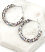 Silver Iridescent Glitter Hoop Earrings