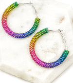 Rainbow Glitter Hoop Earrings