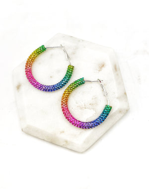 Rainbow Glitter Hoop Earrings