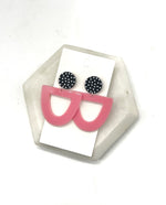 Pink Spotted Acrylic Deco Drop Earrings