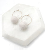 Ivory Pom Hoop Earrings