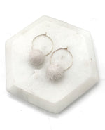 Ivory Pom Hoop Earrings