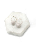 Ivory Pom Hoop Earrings