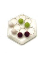 Ivory Pom Hoop Earrings