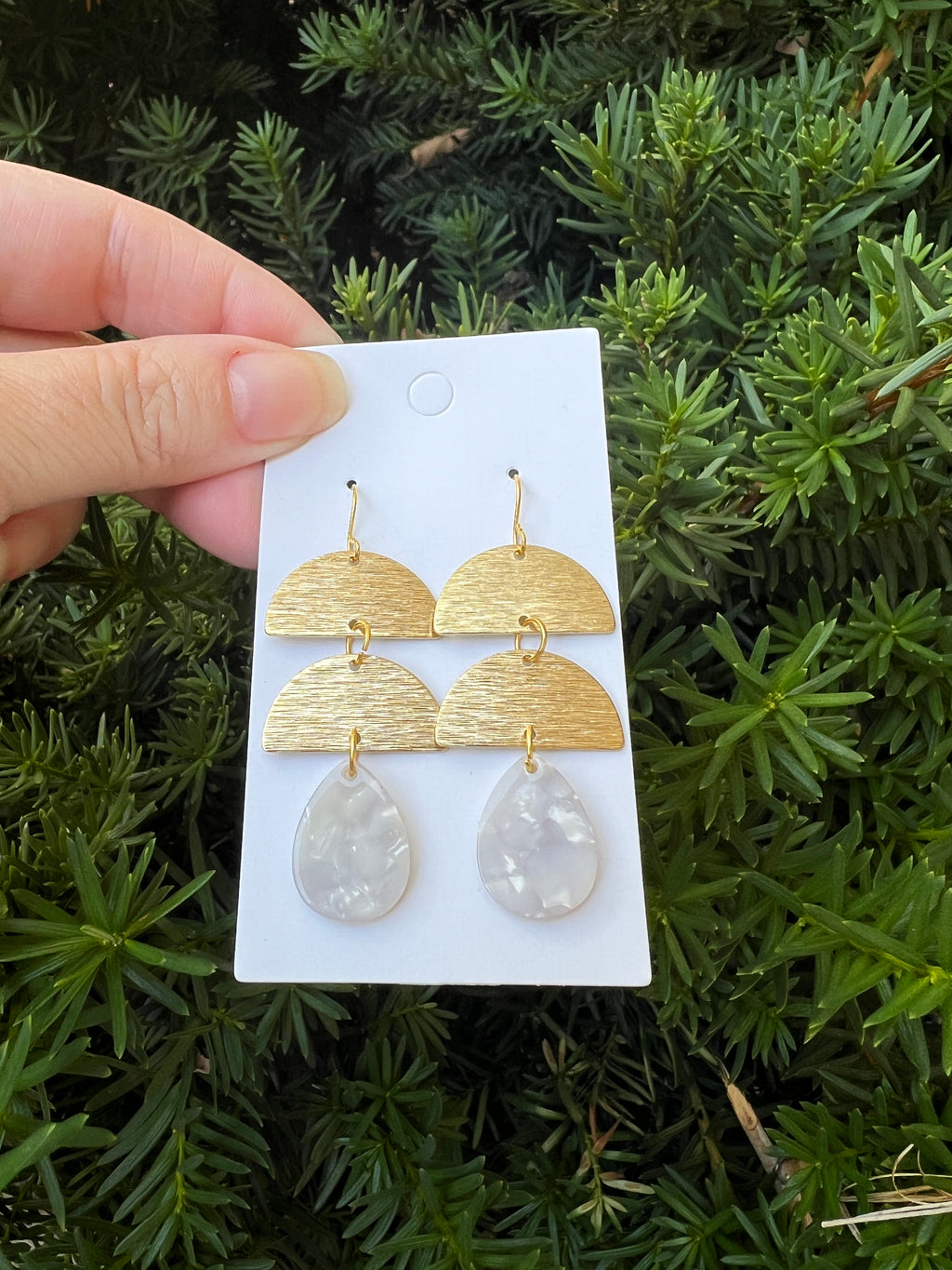 Gold Ivory Double Luna Earrings