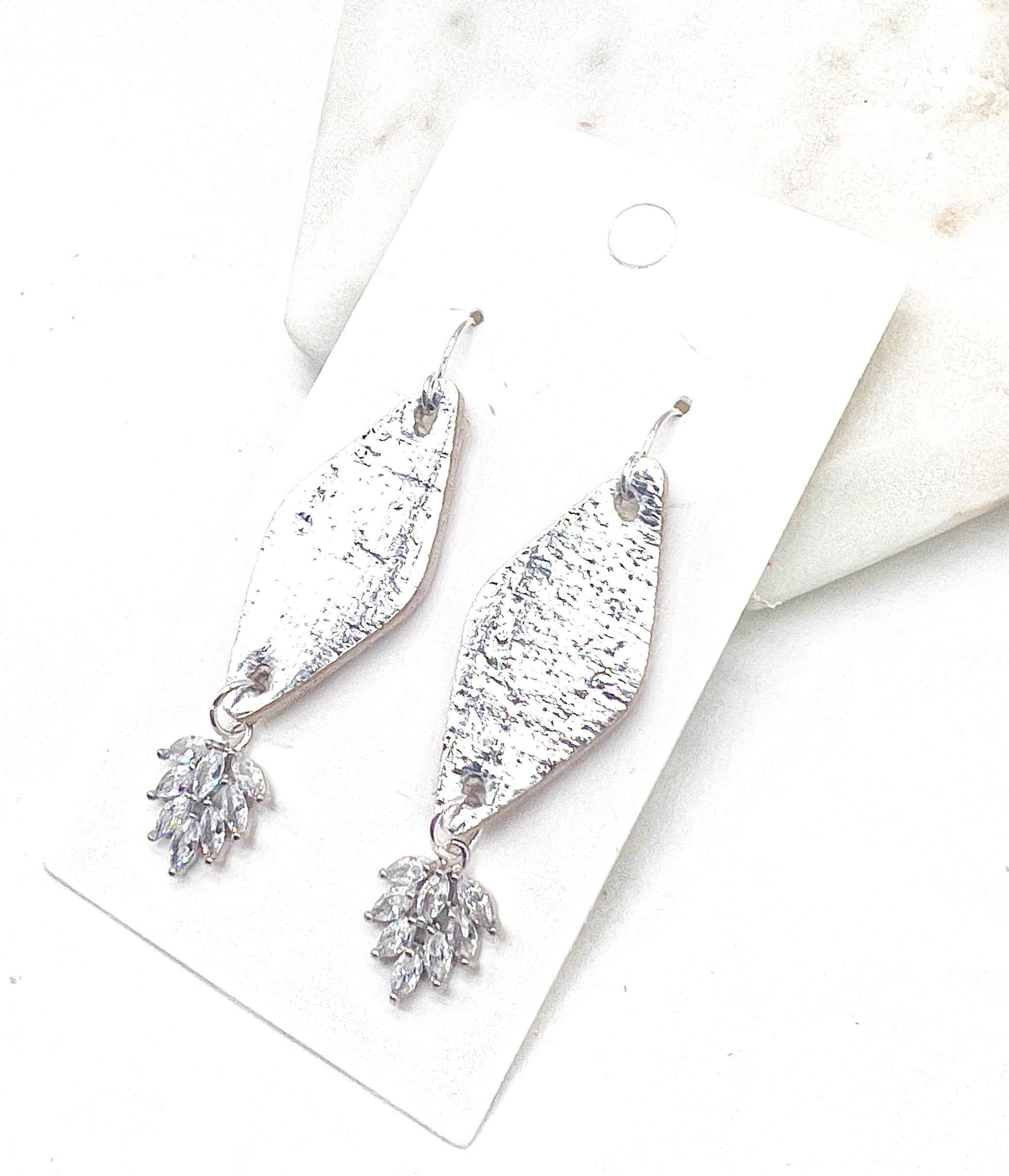 Silver Diamond Flourish Earrings