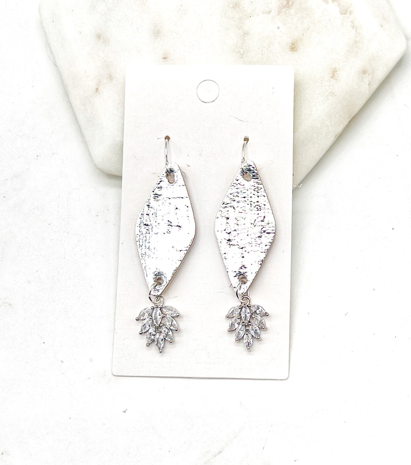 Silver Diamond Flourish Earrings