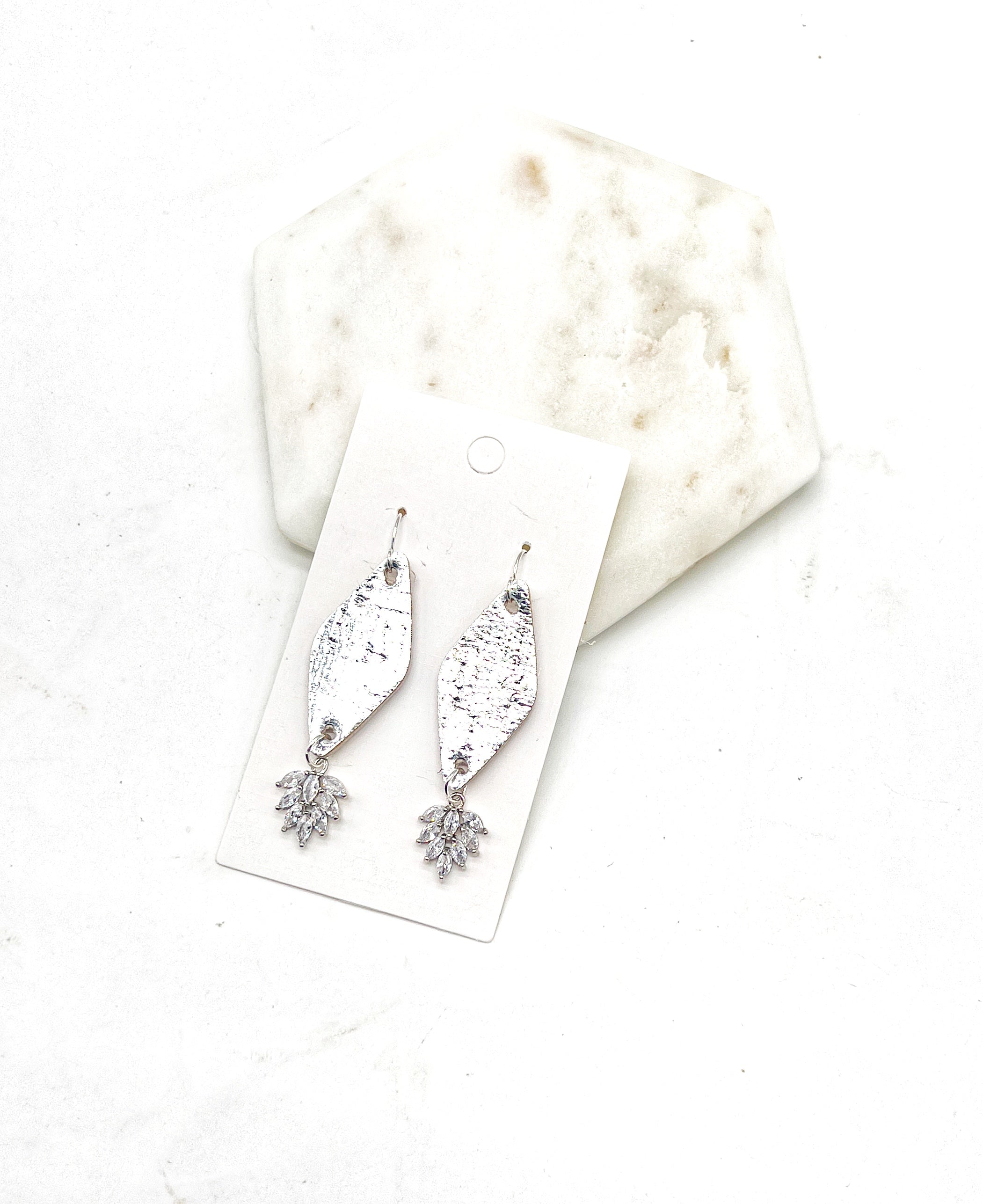 Silver Diamond Flourish Earrings