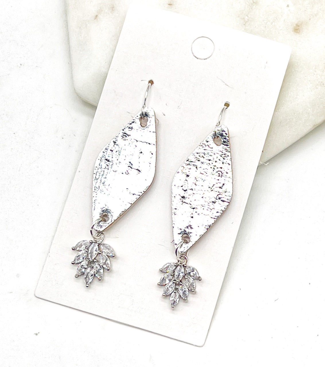 Silver Diamond Flourish Earrings