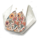 Embroidered Sunflower Leather Teardrop