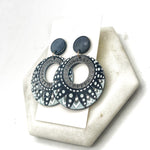 Black White Burst Acrylic Disc Earrings