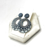 Black White Burst Acrylic Disc Earrings