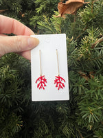 Red Coral Long Drop Earrings