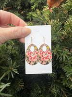 Floral Metal Oval Earrings