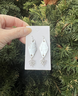 Silver Diamond Flourish Earrings