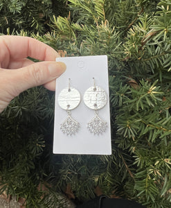 Silver Disc Flourish Earrings