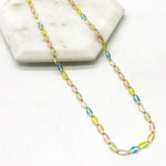 Colorful Enamel Oval Necklace