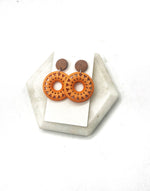 Orange Wood Sunburst Earrings
