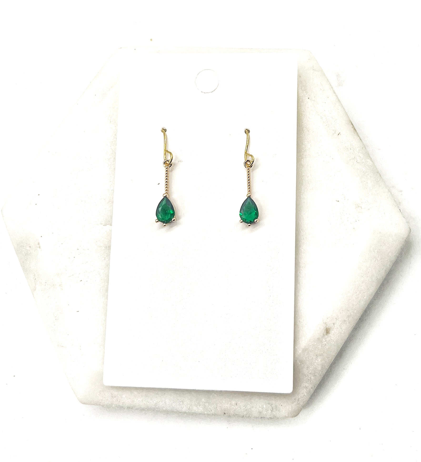 Emerald Mini Sparkle CZ Earrings