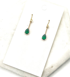 Emerald Mini Sparkle CZ Earrings