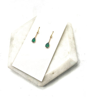 Emerald Mini Sparkle CZ Earrings