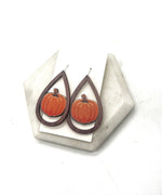Pumpkin Wood Teardrop Earrings