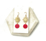 Red Gold Sunburst Earrings