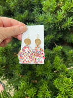 Red Gold Glitter Teardrop Acrylic Earrings