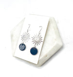 Black Silver Sunburst Earrings