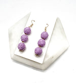 Lilac Rattan Ball Trio Earrings