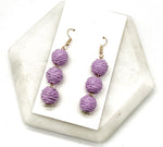 Lilac Rattan Ball Trio Earrings