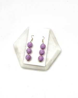 Lilac Rattan Ball Trio Earrings