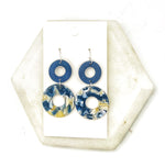 Blue Yellow Double Disc Earrings