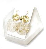 Gold Flake Deco Metal Acrylic Earrings