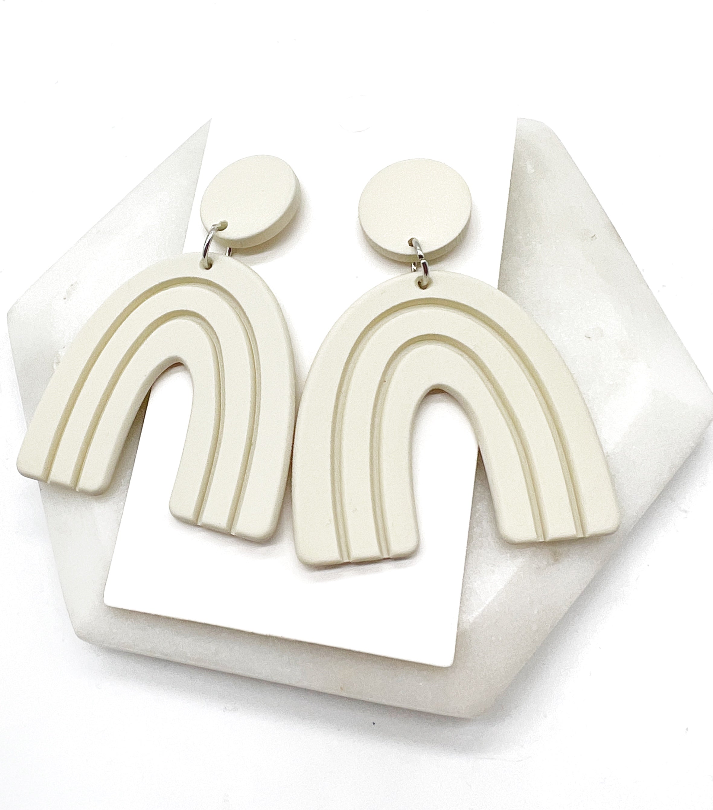 Cream Acrylic Arch Earrings