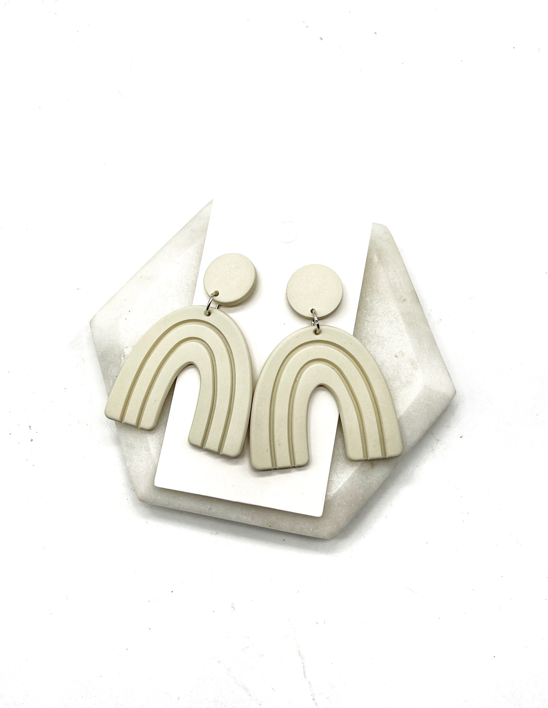 Cream Acrylic Arch Earrings