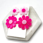 Pink Flower Power Acrylic Earrings