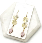 Pink Vine Gem Gold Earrings