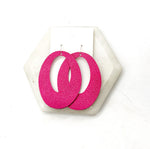 Hot Pink Oval Cutout Leather Earrings