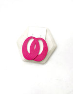 Hot Pink Oval Cutout Leather Earrings