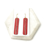 Red Bling Leather Bar Earrings