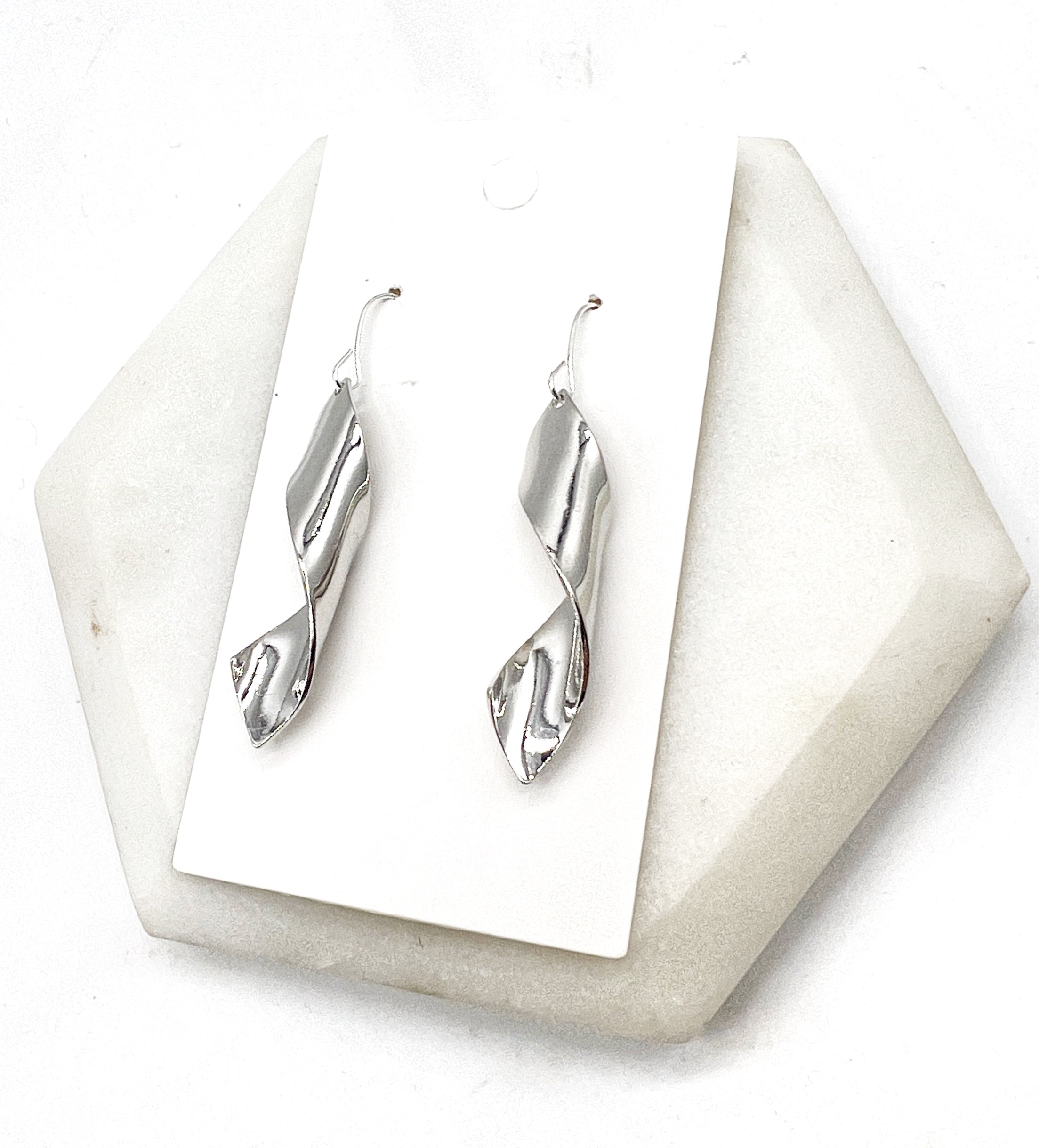 Silver Twist Metal Earrings