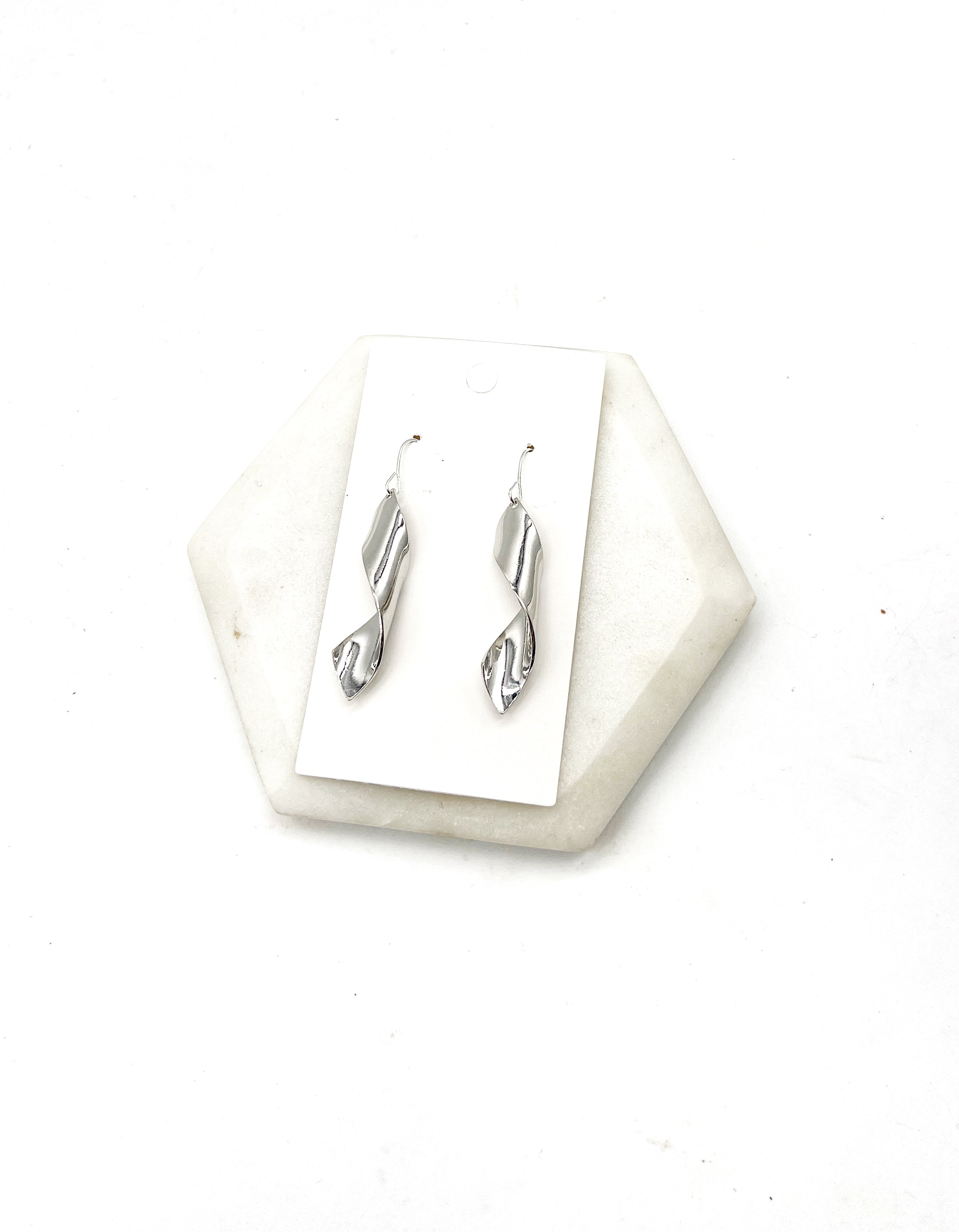 Silver Twist Metal Earrings